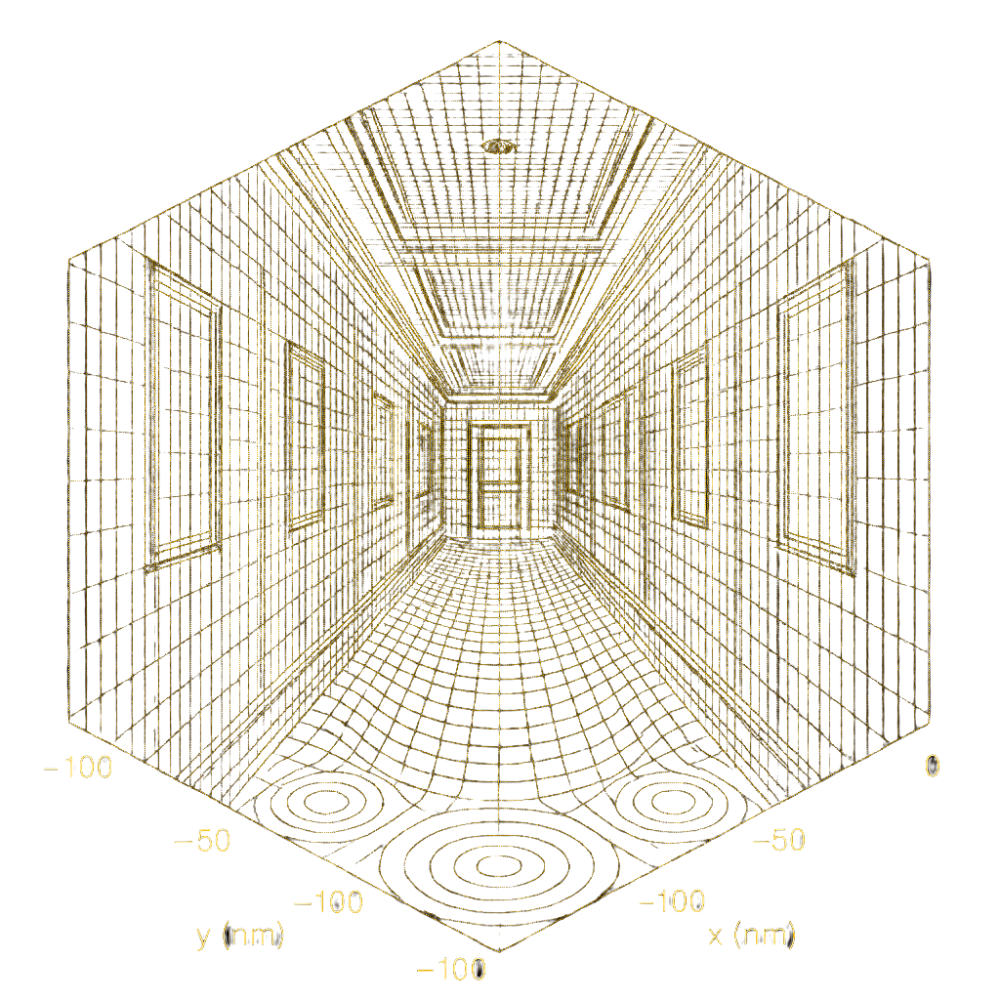 Golden lighthouse illuminating binary data
